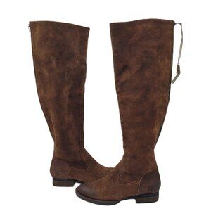 NEW Born Borman Distressed Brown Suede Leather Tall Back Zip Boot Size 5.5M